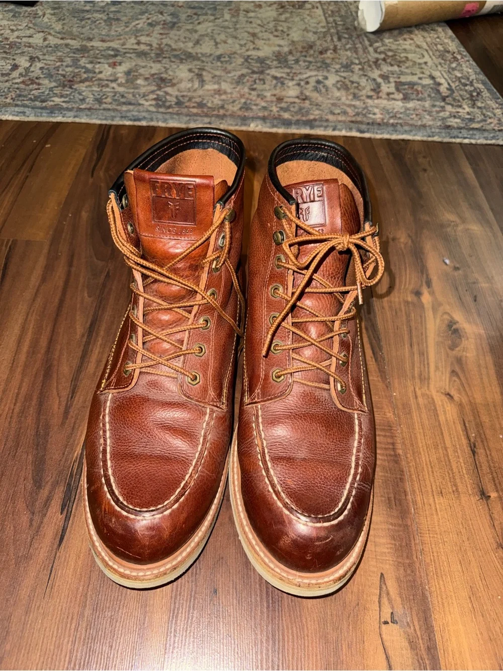 Frye Men’s Dakota Wedge Brown Leather Moc Toe Boots 13